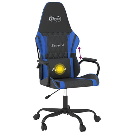 gamingstol m. massagefunktion kunstlæder sort og blå
