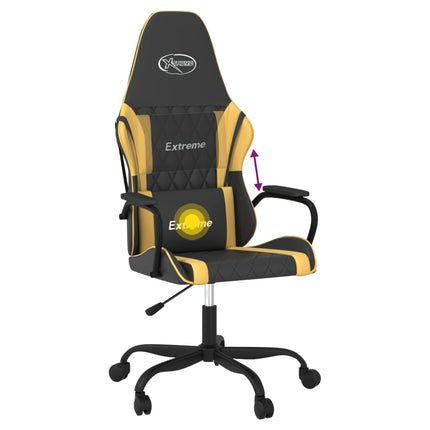 gamingstol m. massagefunktion kunstlæder sort guldfarvet
