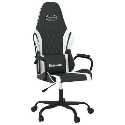 gamingstol med massagefunktion kunstlæder sort og hvid