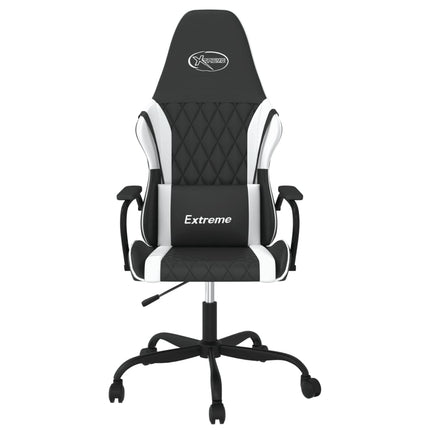 gamingstol med massagefunktion kunstlæder sort og hvid
