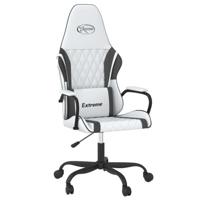 gamingstol m. massagefunktion kunstlæder hvid og sort