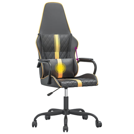 gamingstol m. massagefunktion kunstlæder sort + guldfarvet