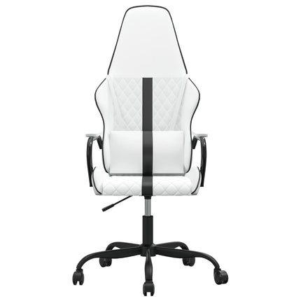 gamingstol med massagefunktion kunstlæder sort og hvid
