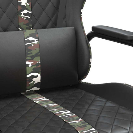 gamingstol med massagefunktion kunstlæder camouflage og sort