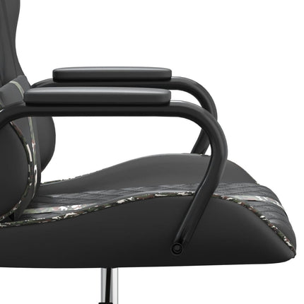 gamingstol med massagefunktion kunstlæder camouflage og sort