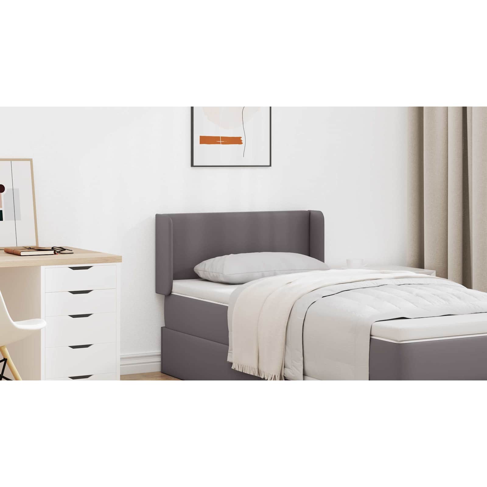 Hovedgærdeøre 2 pcs Grå 40 x 16 x 5 cm Plywood og Faux Læder