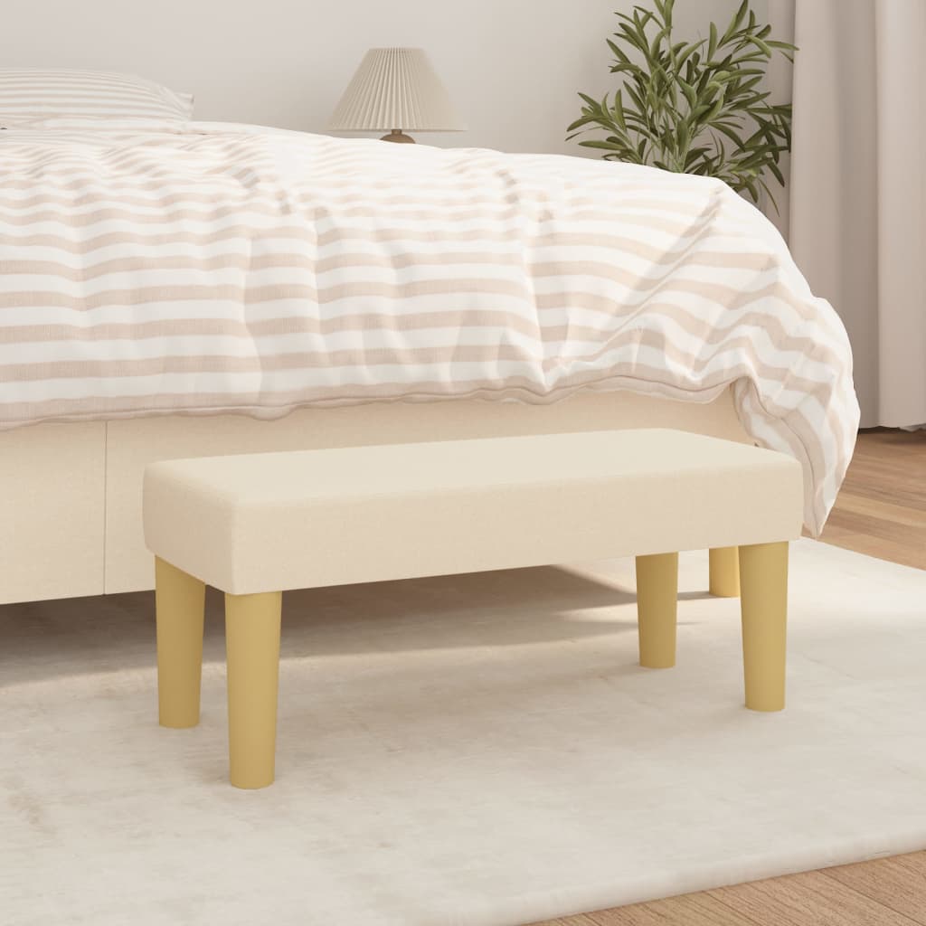 bænk 70x30x30 cm stof cremefarvet billede