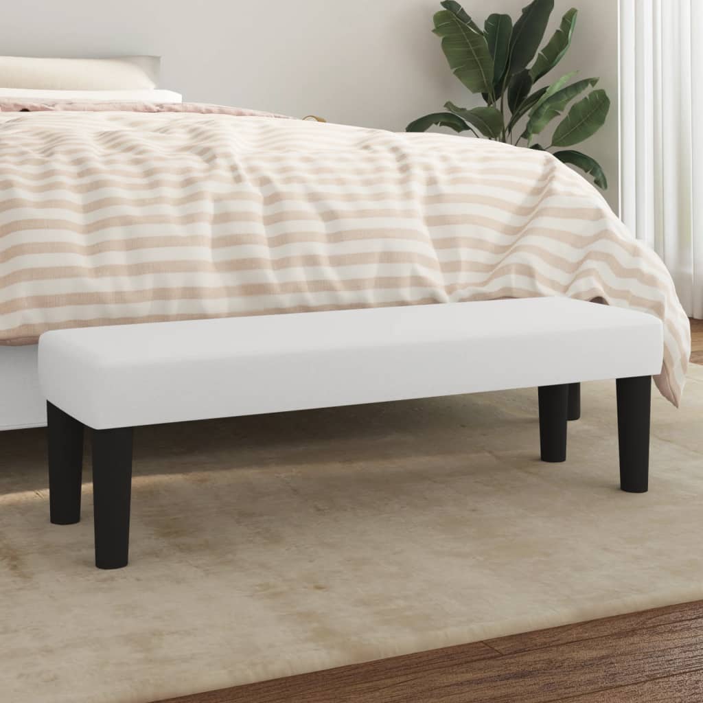 bænk 100x30x30 cm kunstlæder hvid billede