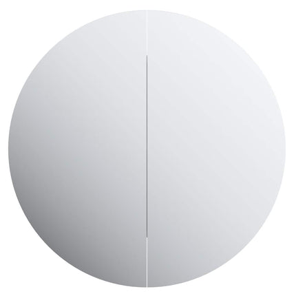 badeværelsesskab med rundt spejl og LED-lys 40x40x17,5 cm hvid