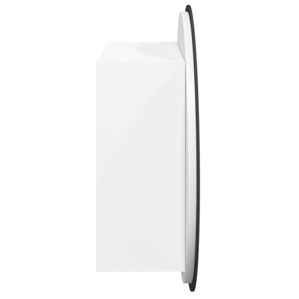 badeværelsesskab med rundt spejl og LED-lys 47x47x17,5 cm hvid