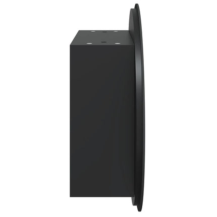 badeværelsesskab med rundt spejl og LED-lys 47x47x17,5 cm sort