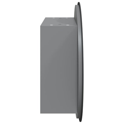 badeværelsesskab med rundt spejl og LED-lys 47x47x17,5 cm grå