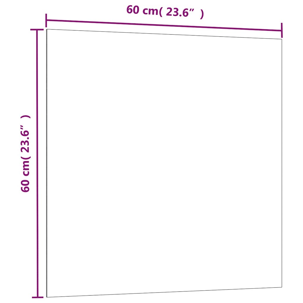 væghængt magnettavle 60x60 cm hærdet glas sort
