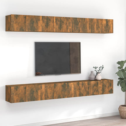 tv-skabe 8 stk. 60x30x30 cm konstrueret træ røget egetræsfarve