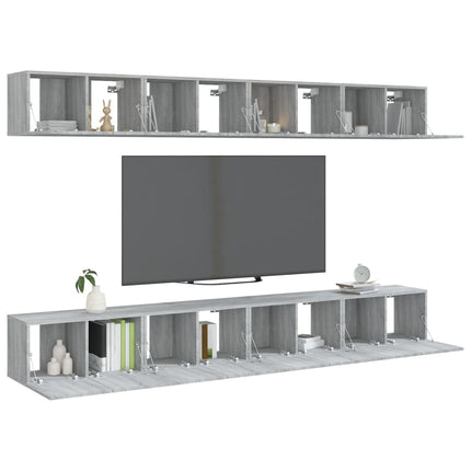 tv-skabe 8 stk. 60x30x30 cm konstrueret træ grå sonoma-eg