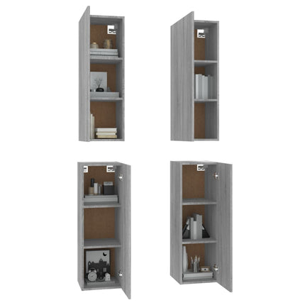 tv-skabe 4 stk. 30,5x30x90 cm konstrueret træ grå sonoma-eg