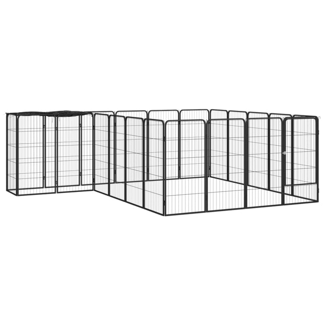 22-panels hundegård 50x100 cm pulverlakeret stål sort