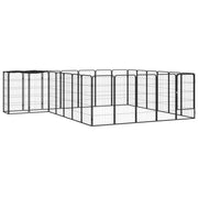 26-panels hundegård 50x100 cm pulverlakeret stål sort