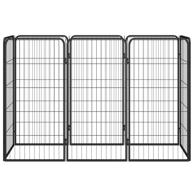 8-panels hundegård 50x100 cm pulverlakeret stål sort