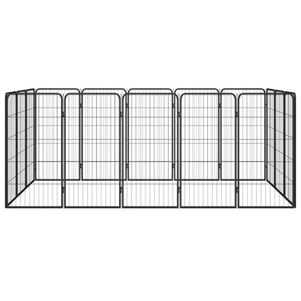 16-panels hundegård 50x100 cm pulverlakeret stål sort