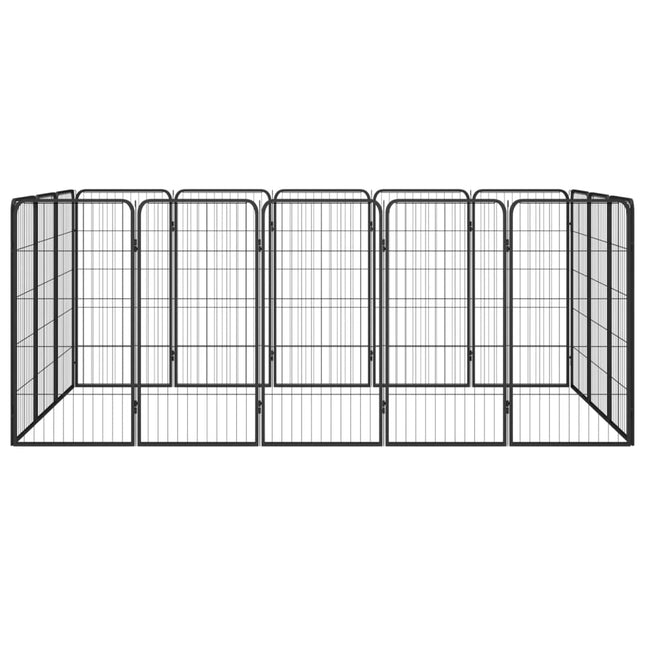 16-panels hundegård 50x100 cm pulverlakeret stål sort