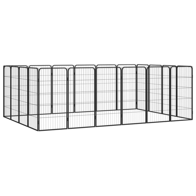20-panels hundegård 50x100 cm pulverlakeret stål sort