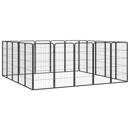 20-panels hundegård 50x100 cm pulverlakeret stål sort
