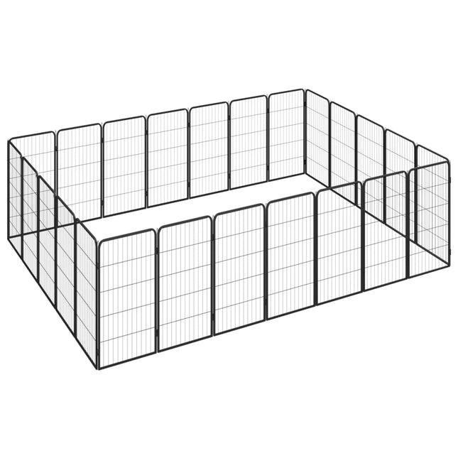24-panels hundegård 50x100 cm pulverlakeret stål sort