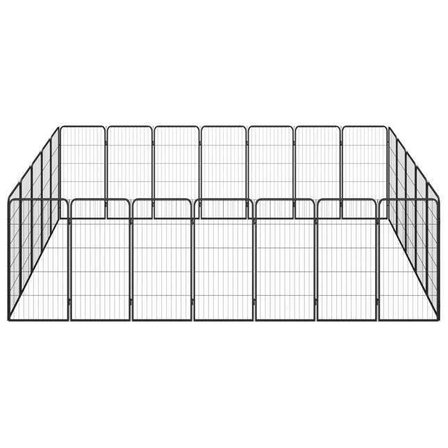 24-panels hundegård 50x100 cm pulverlakeret stål sort