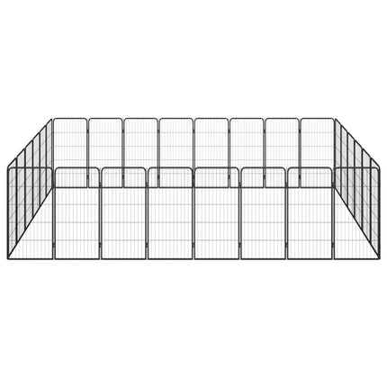 28-panels hundegård 50x100 cm pulverlakeret stål sort