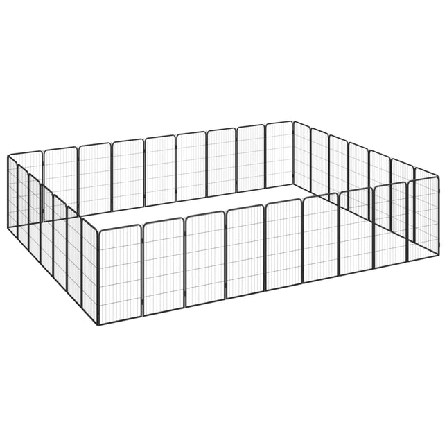 32-panels hundegård 50x100 cm pulverlakeret stål sort