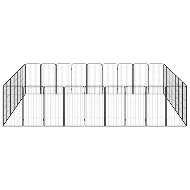 32-panels hundegård 50x100 cm pulverlakeret stål sort