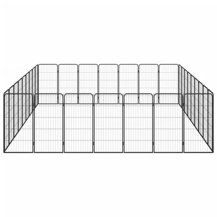 32-panels hundegård 50x100 cm pulverlakeret stål sort