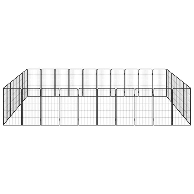 36-panels hundegård 50x100 cm pulverlakeret stål sort