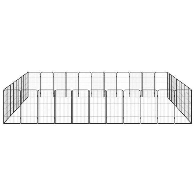 40-panels hundegård 50x100 cm pulverlakeret stål sort