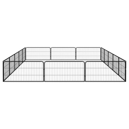 16-panels hundegård 100x50 cm pulverlakeret stål sort