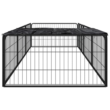8-panels hundegård 100x50 cm pulverlakeret stål sort