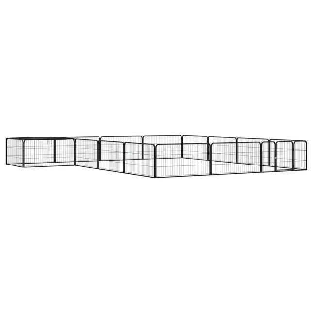 16-panels hundegård 100x50 cm pulverlakeret stål sort