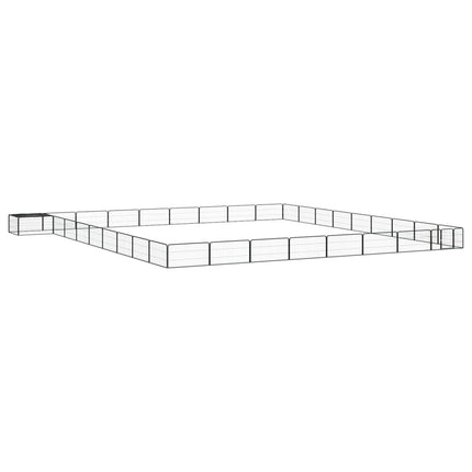 36-panels hundegård 100x50 cm pulverlakeret stål sort