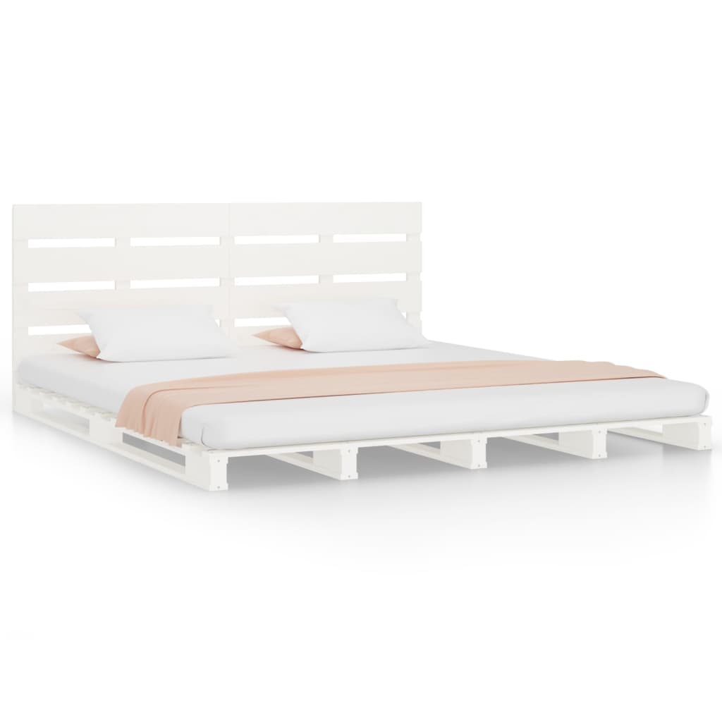sengeramme uden madras 200x200 cm massivt fyrretræ hvid