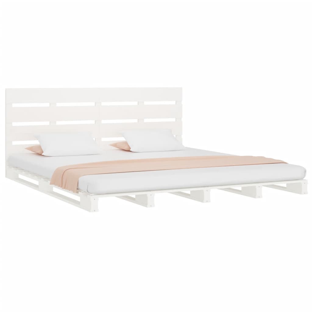 sengeramme uden madras 200x200 cm massivt fyrretræ hvid