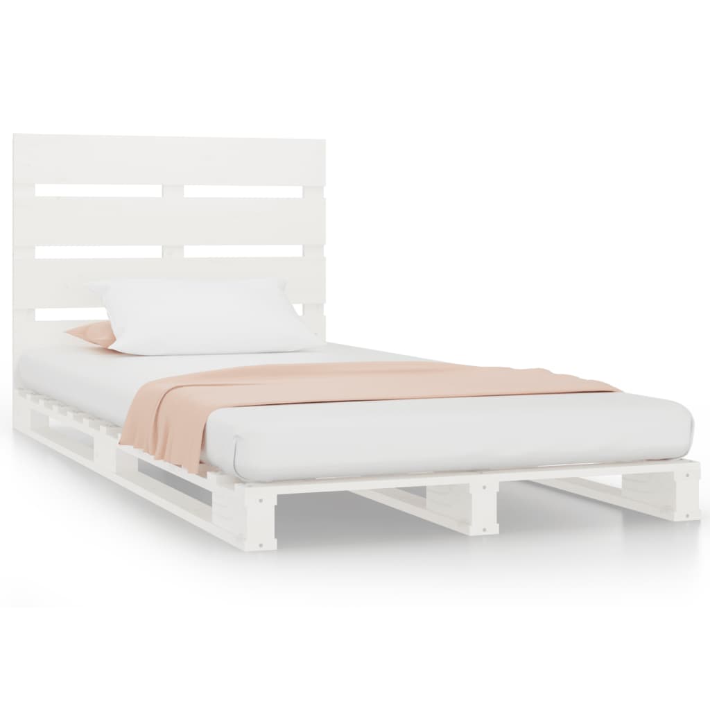 sengeramme uden madras 75x190 cm massivt fyrretræ hvid
