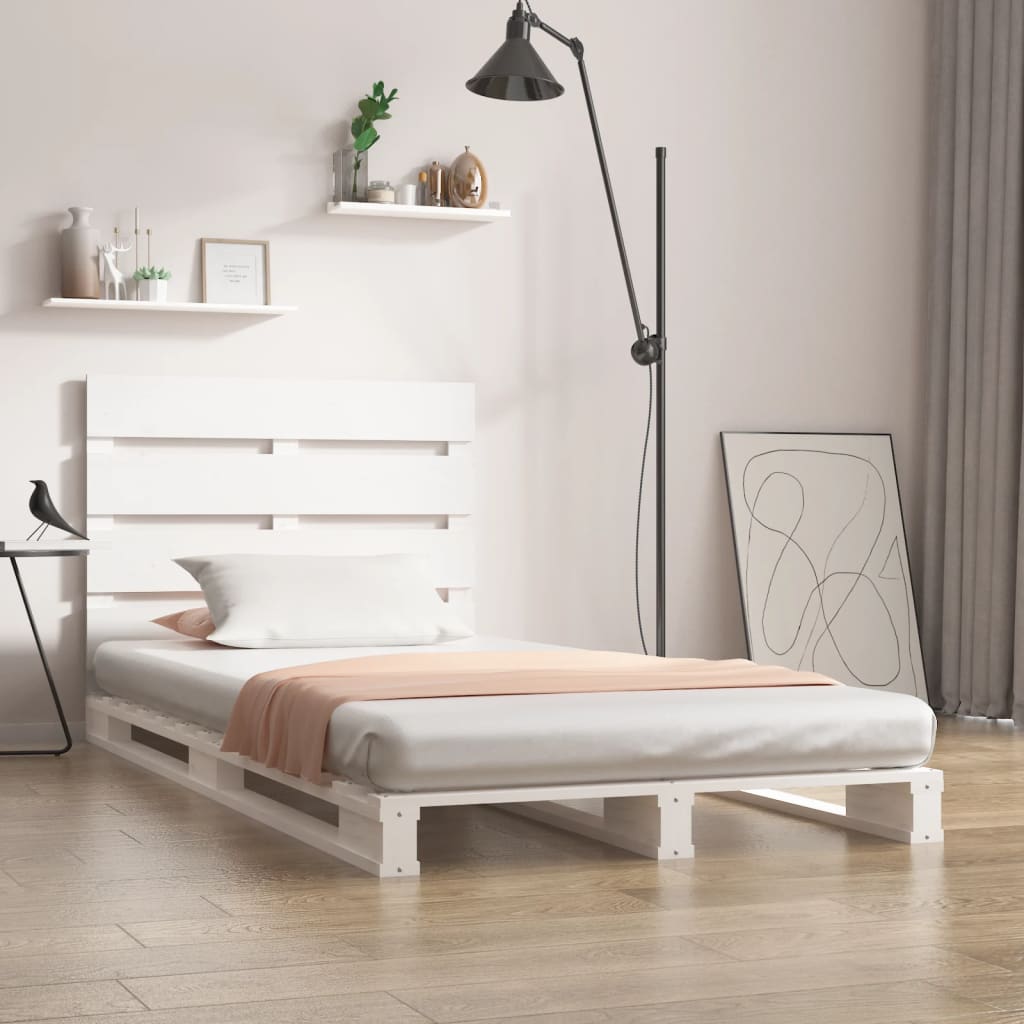sengeramme uden madras 75x190 cm massivt fyrretræ hvid