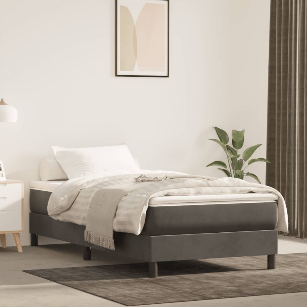 springmadras med pocketfjedre medium 90x190x20 cm fløjl mørkegrå