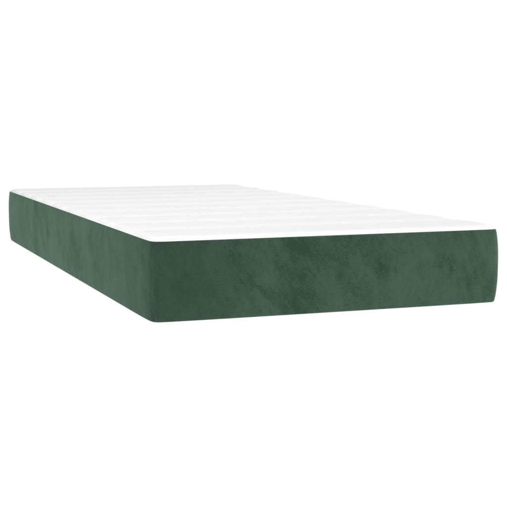 springmadras med pocketfjedre medium 100x200x20 cm fløjl mørkegrøn