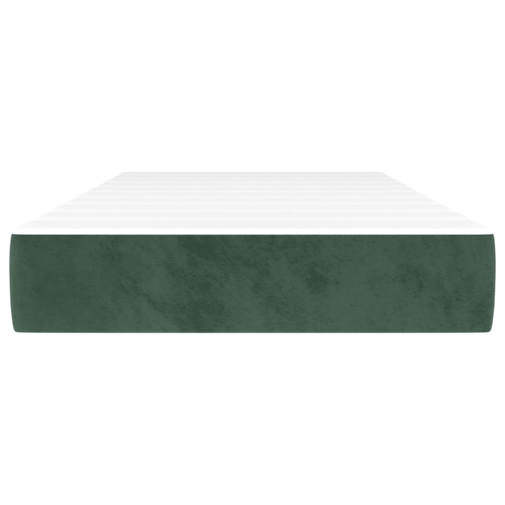 springmadras med pocketfjedre medium 100x200x20 cm fløjl mørkegrøn