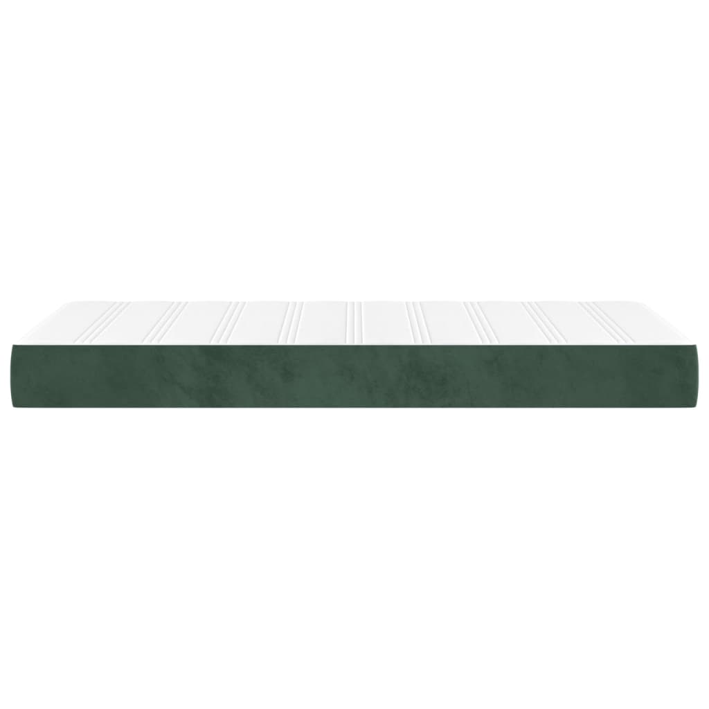 springmadras med pocketfjedre medium 100x200x20 cm fløjl mørkegrøn