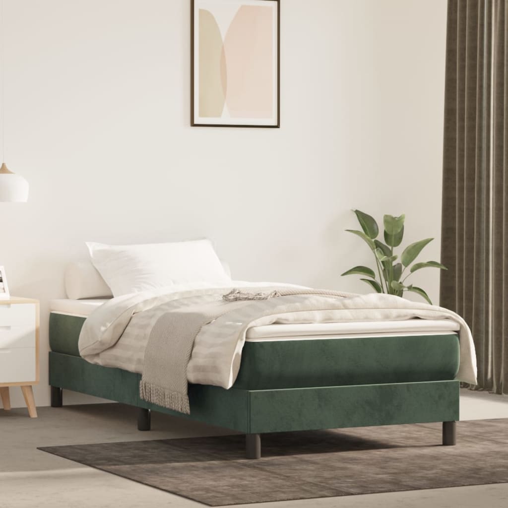 springmadras med pocketfjedre medium 100x200x20 cm fløjl mørkegrøn