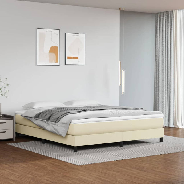 springmadras med pocketfjedre medium 160x200x20 cm kunstlæder creme