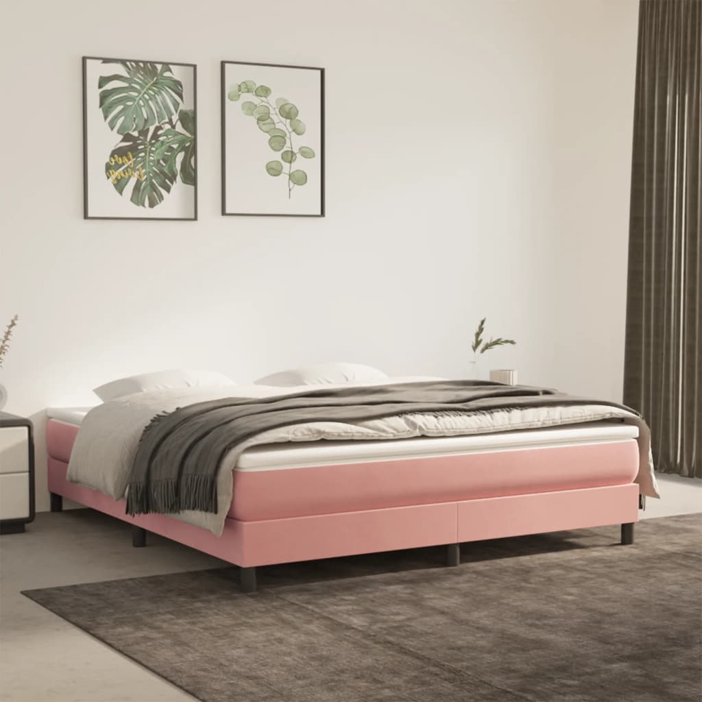 springmadras med pocketfjedre medium 160x200x20 cm fløjl pink